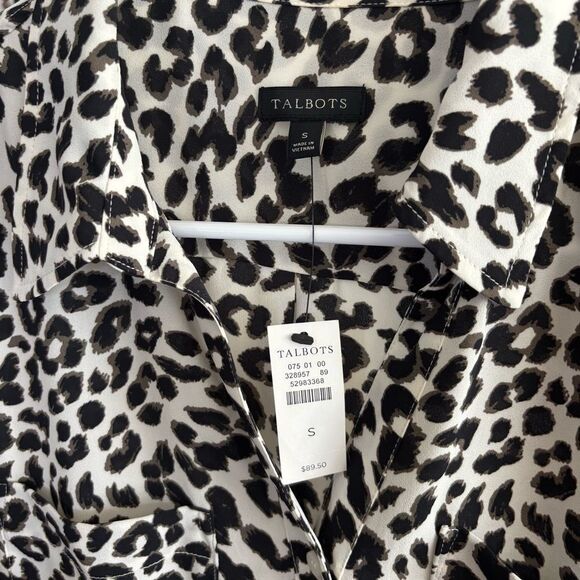 TALBOTS NWT women’s small button down Leopard Print Women's Top - Picture 2 of 5